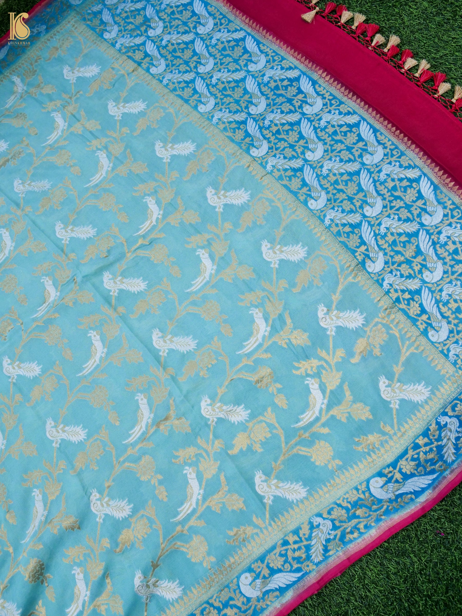 Banarasi Georgette Birds Dupatta in Blue