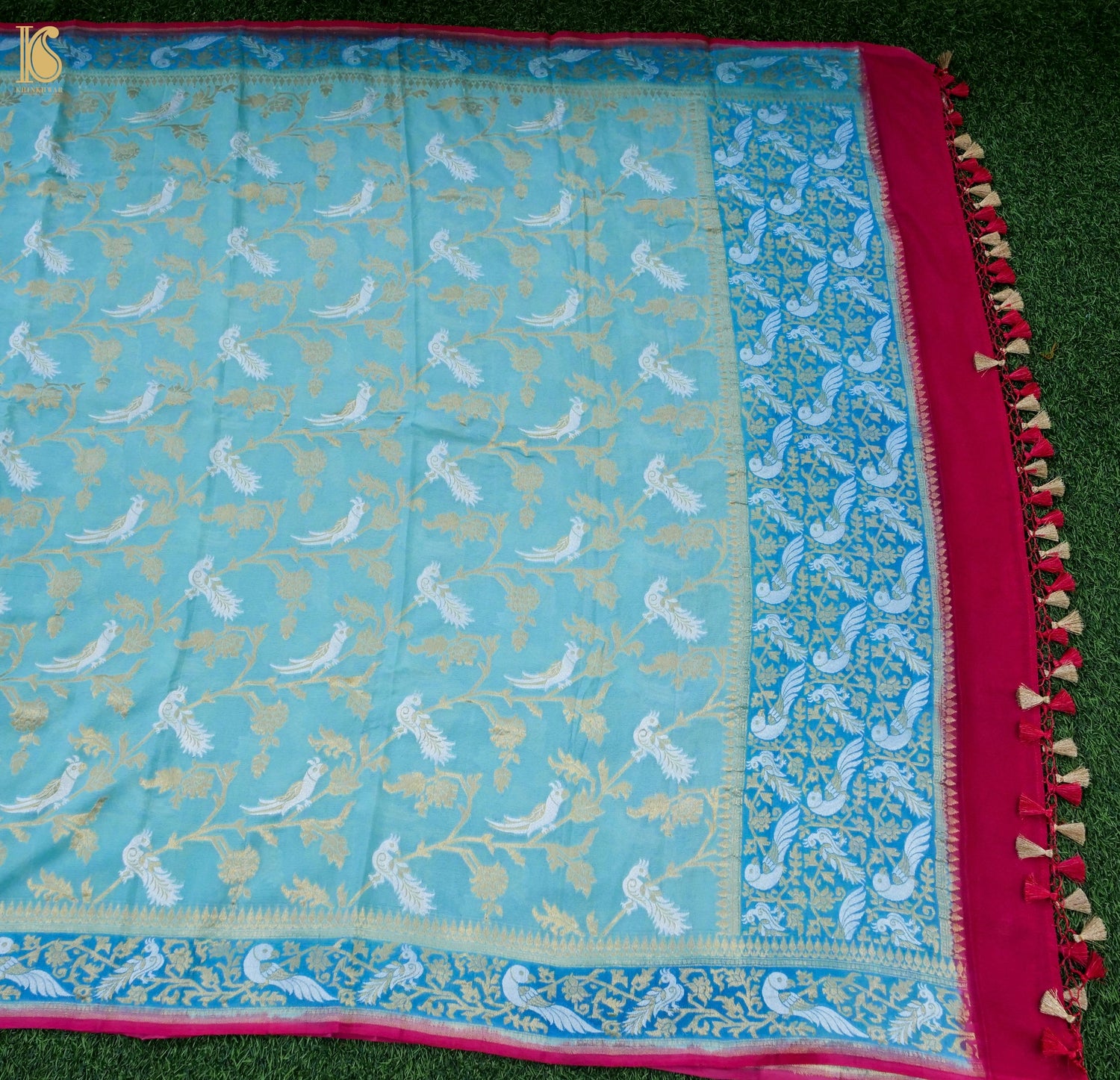 Banarasi Georgette Birds Dupatta in Blue