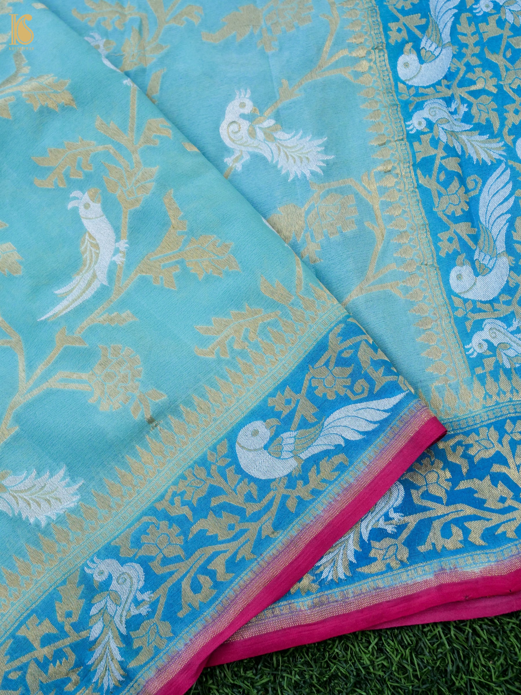 Banarasi Georgette Birds Dupatta in Blue