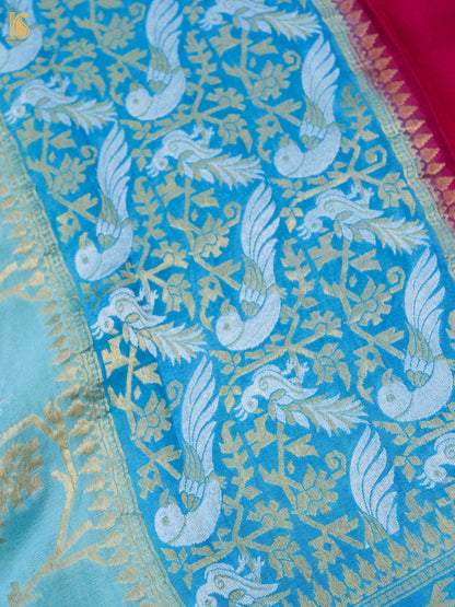 Banarasi Georgette Birds Dupatta in Blue