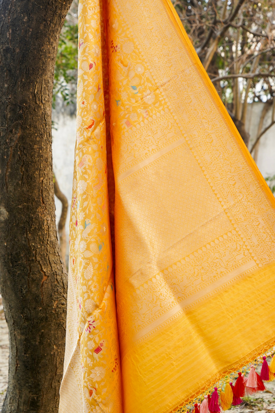 Handwoven Banarasi Katan Silk Shikargah Dupatta