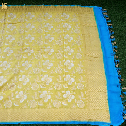 Banarasi Georgette Dahlia Dupatta in Yellow