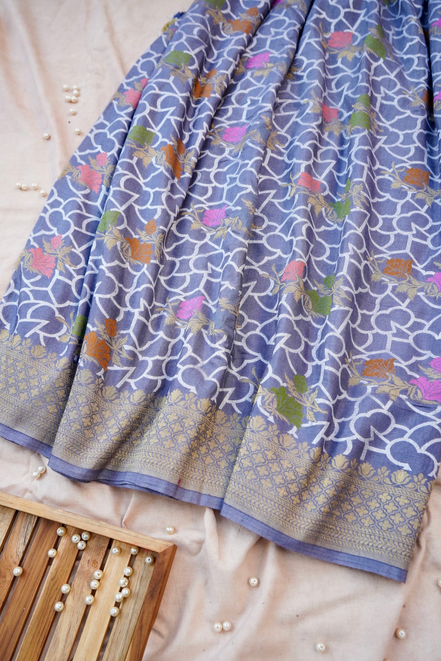 Pure Moonga Silk Handloom Banarasi Saree with Tilfi