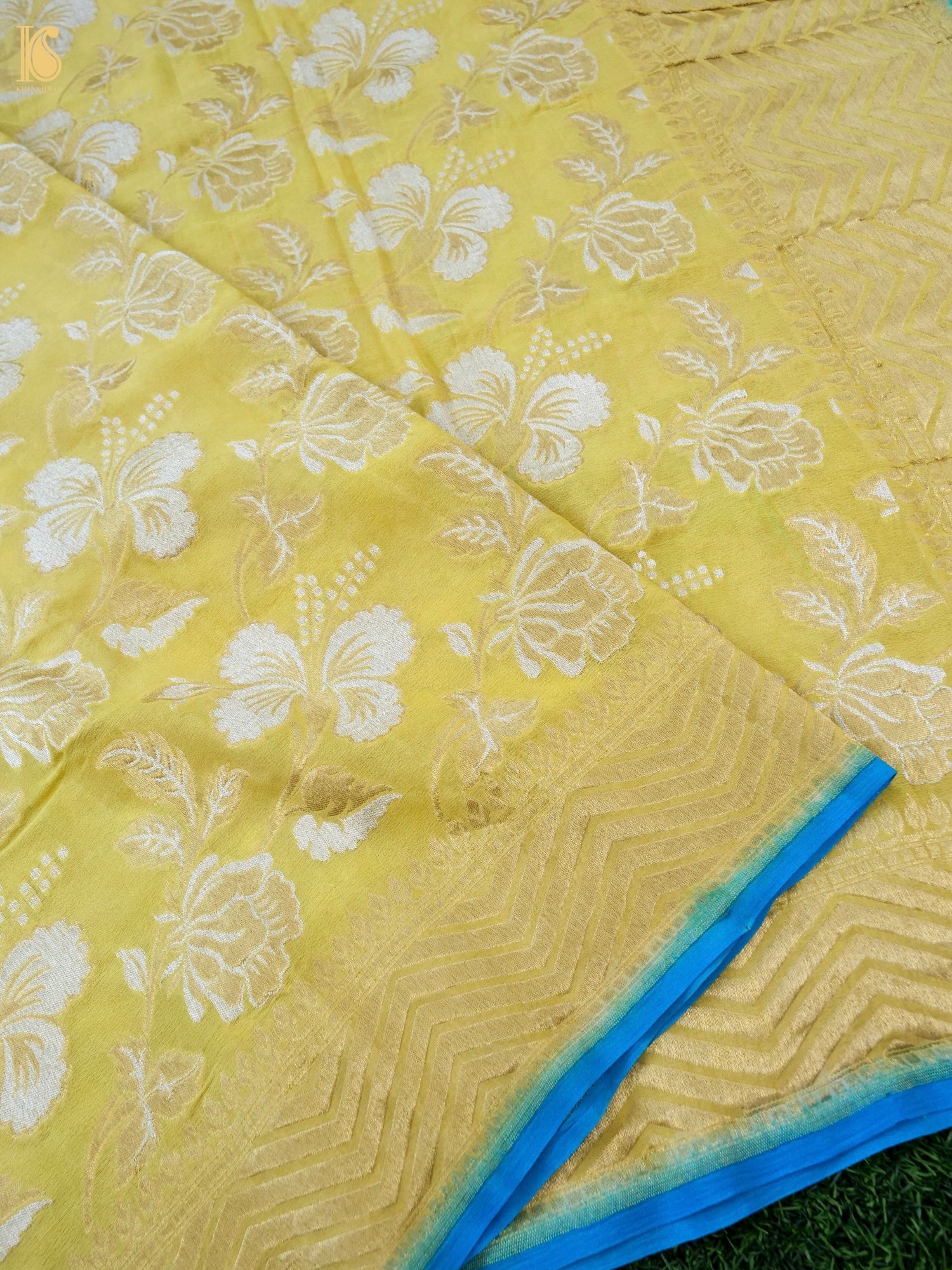 Banarasi Georgette Dahlia Dupatta in Yellow