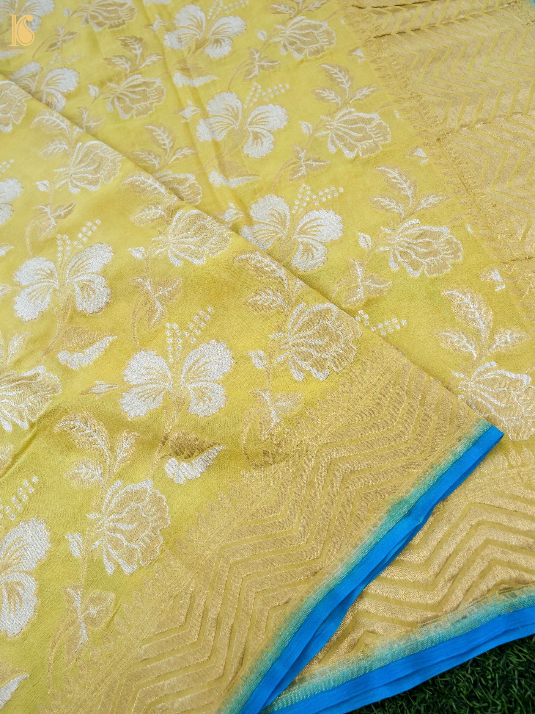 Banarasi Georgette Dahlia Dupatta in Yellow
