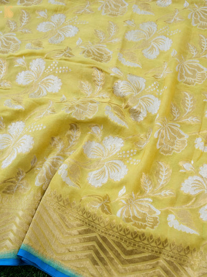 Banarasi Georgette Dahlia Dupatta in Yellow