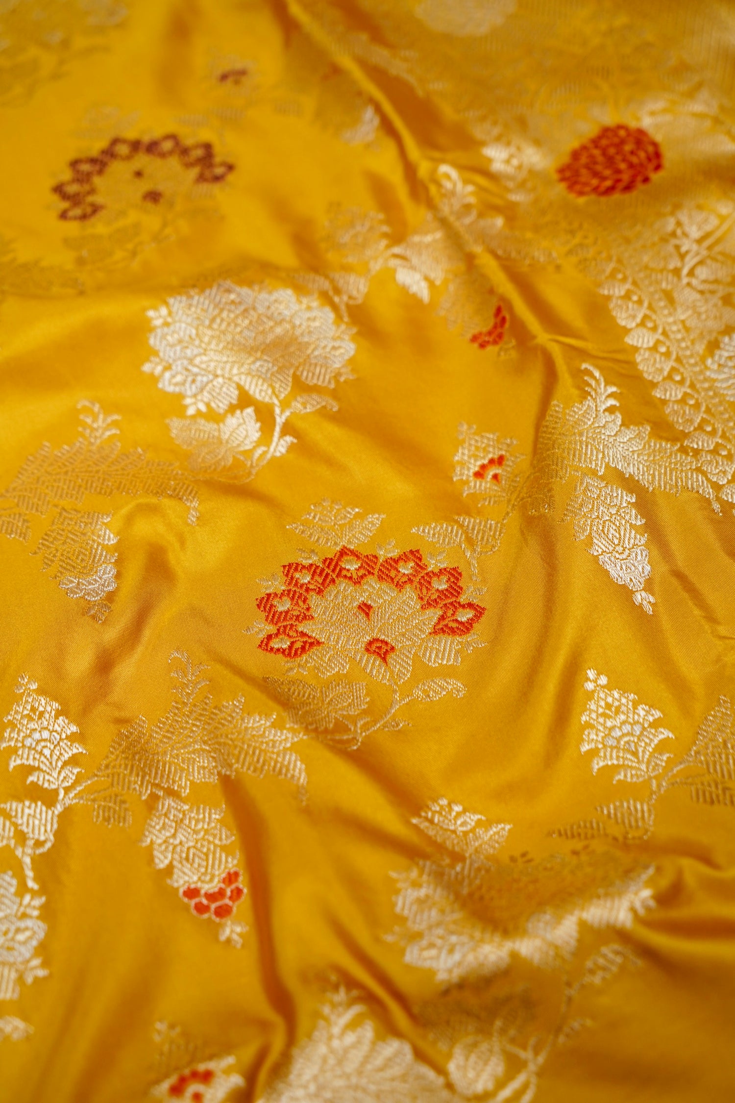 Banarasi Katan Silk Kadwa Handloom Saree in Mustard - Khinkhwab