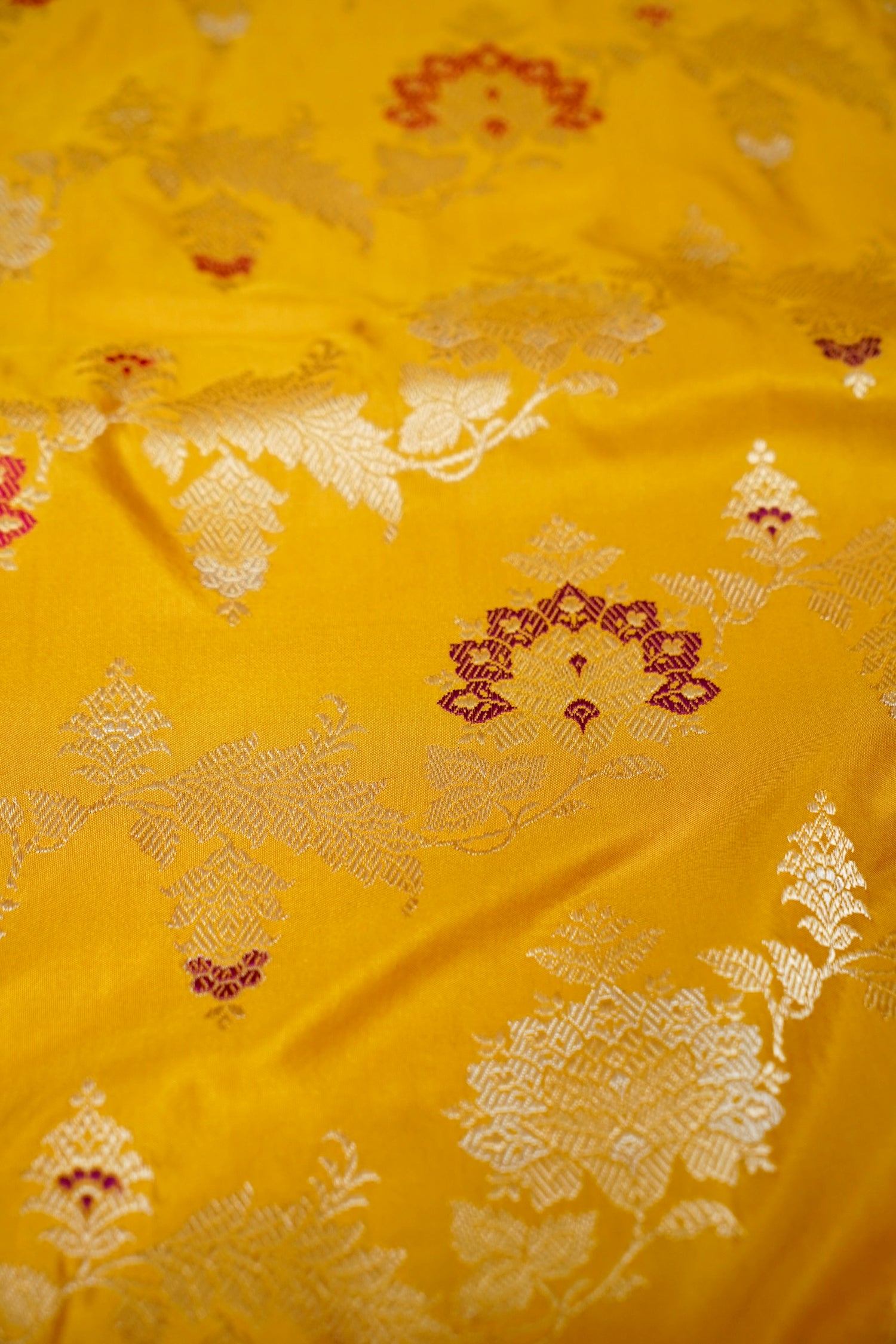 Banarasi Katan Silk Kadwa Handloom Saree in Mustard - Khinkhwab