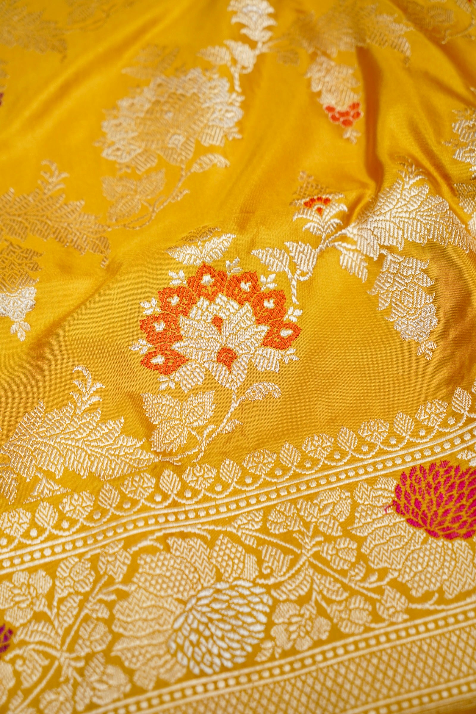 Banarasi Katan Silk Kadwa Handloom Saree in Mustard - Khinkhwab