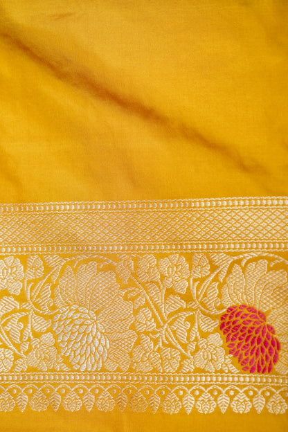 Banarasi Katan Silk Kadwa Handloom Saree in Mustard - Khinkhwab