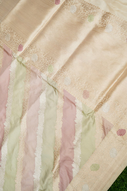 Banarasi Rangkat Katan Silk Kadwa Handloom Saree in Sage Green - Khinkhwab