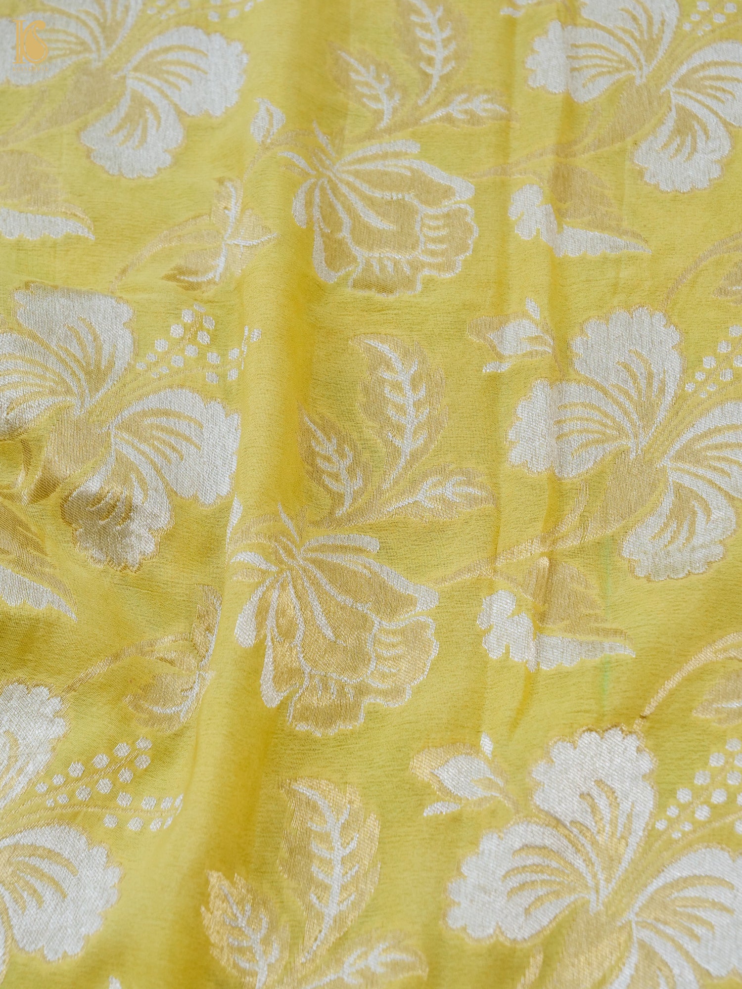 Banarasi Georgette Dahlia Dupatta in Yellow