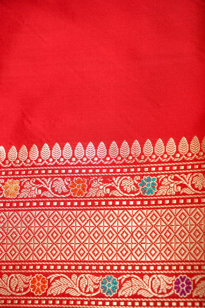 Coral Katan Silk Kadwa Leheriya Banarasi Saree - Khinkhwab