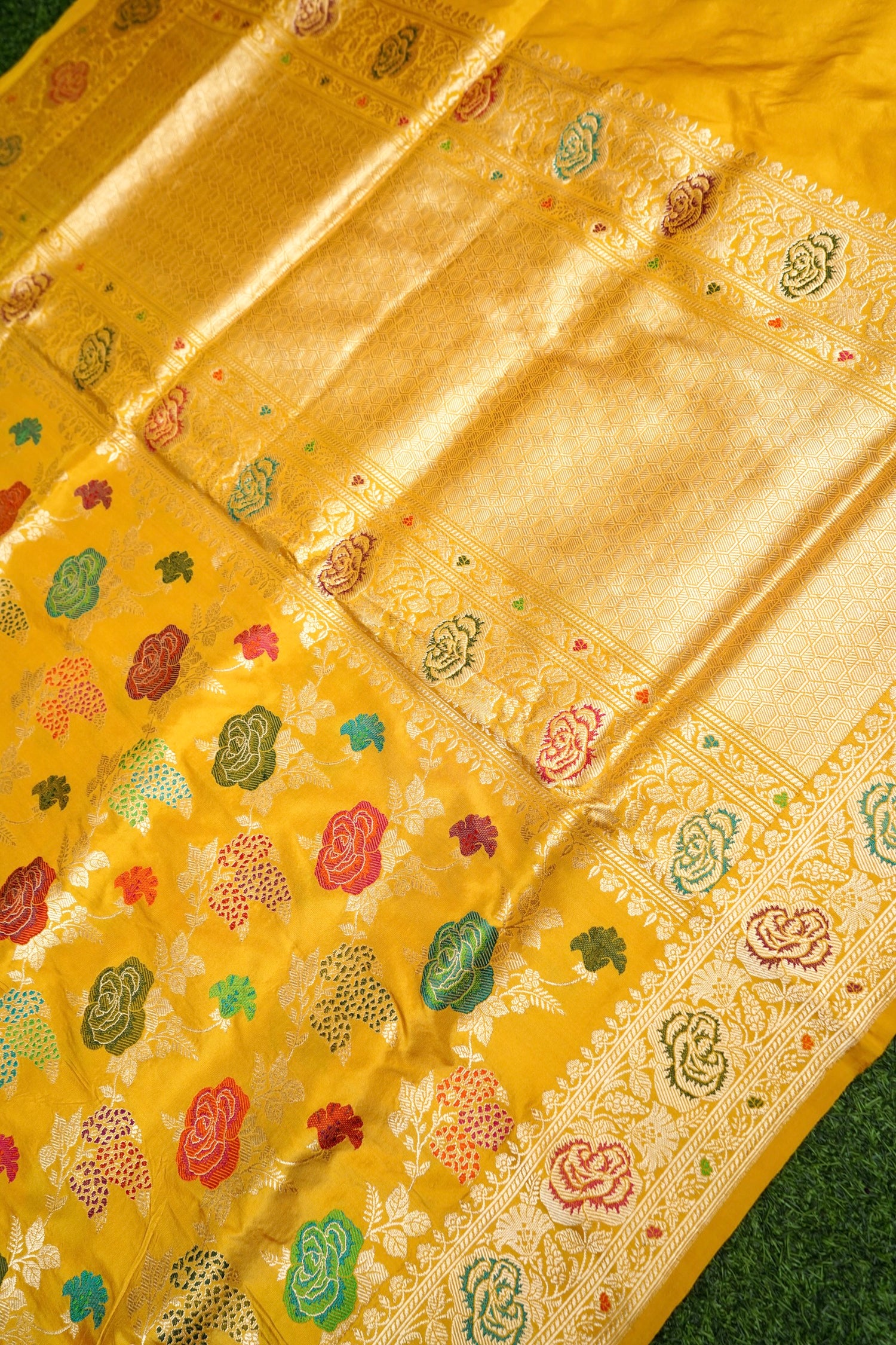 Banarasi Katan Silk Kadwa Handloom Saree in Mustard - Khinkhwab