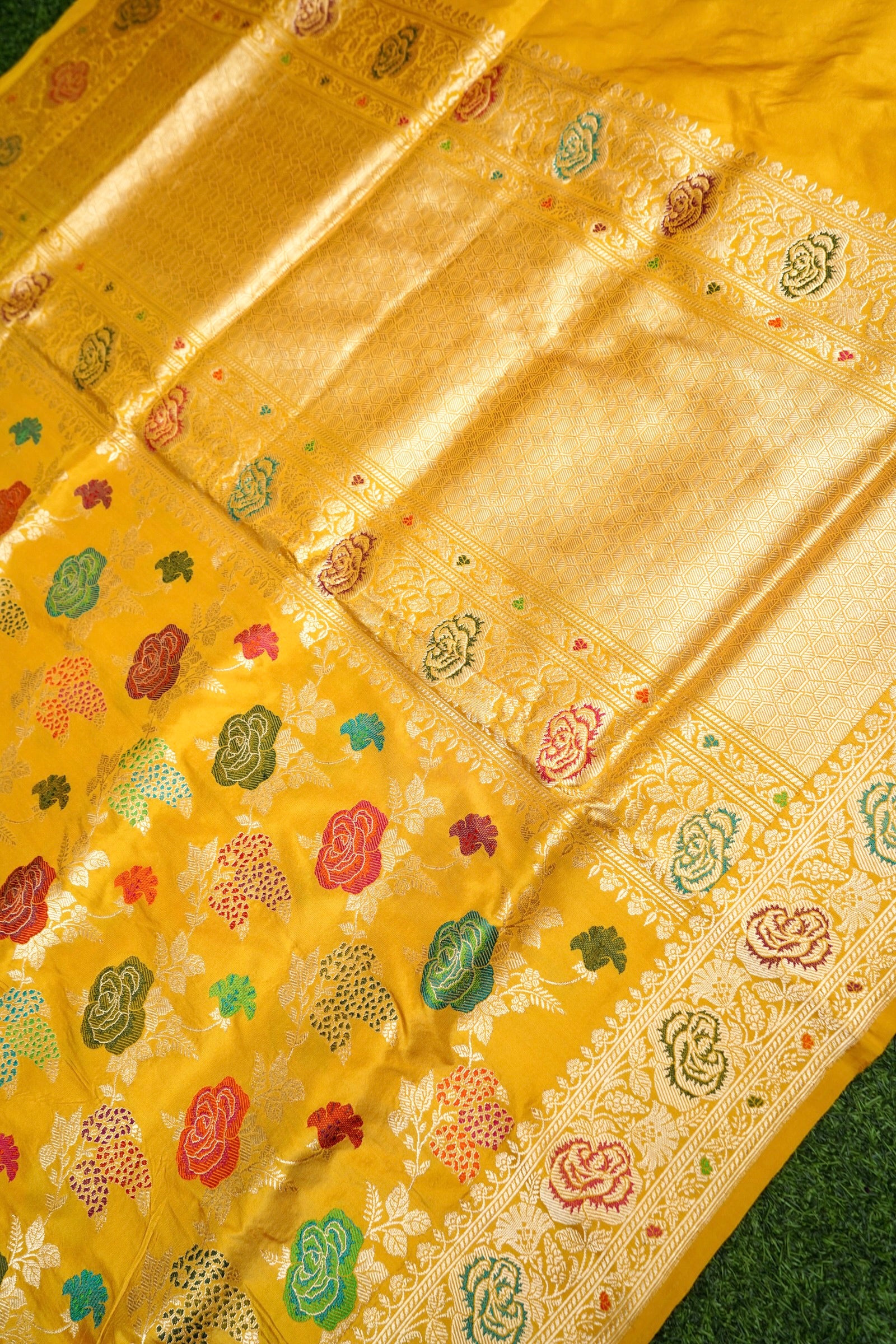 Banarasi Katan Silk Kadwa Handloom Saree in Mustard - Khinkhwab