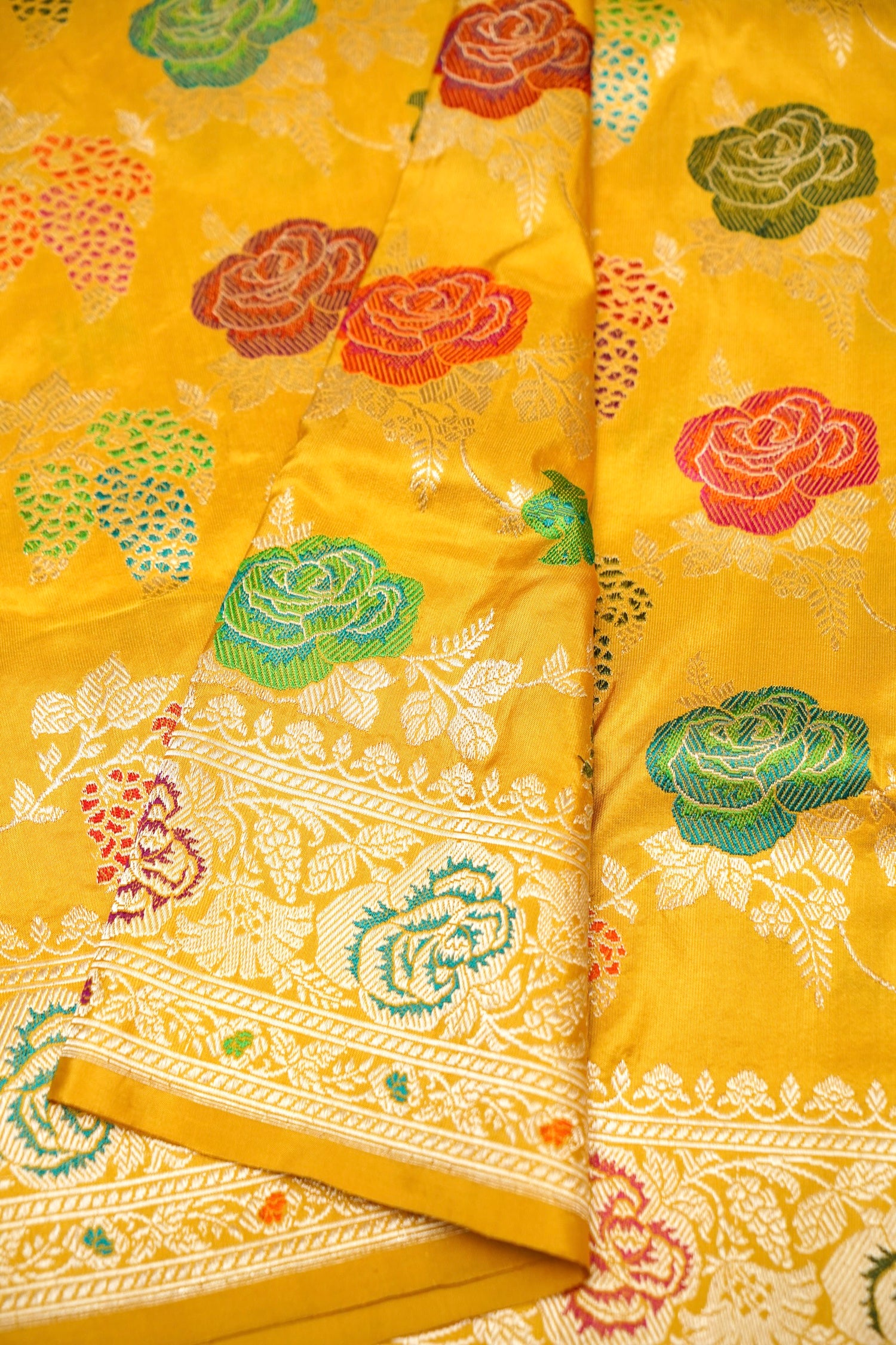 Banarasi Katan Silk Kadwa Handloom Saree in Mustard - Khinkhwab