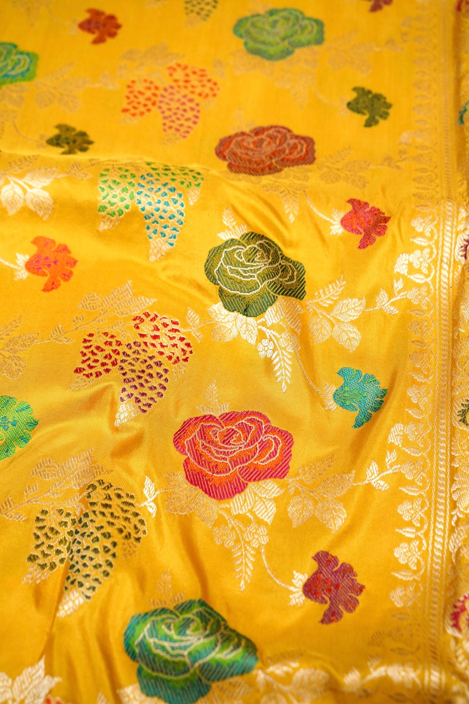 Banarasi Katan Silk Kadwa Handloom Saree in Mustard - Khinkhwab
