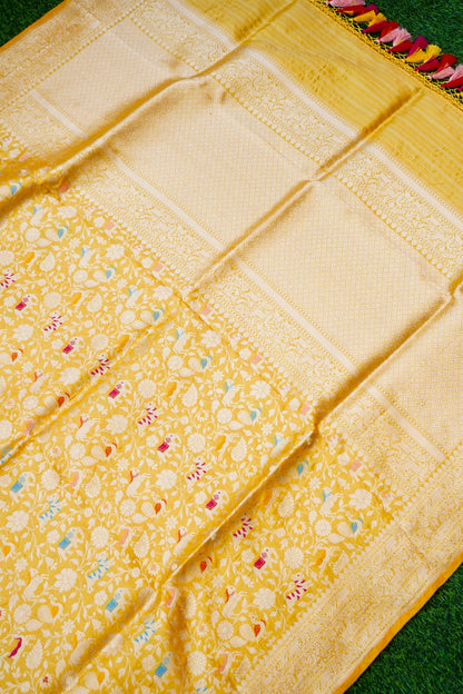 Handwoven Banarasi Katan Silk Shikargah Dupatta