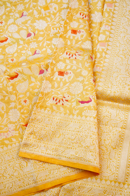 Handwoven Banarasi Katan Silk Shikargah Dupatta