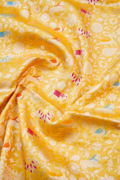 Handwoven Banarasi Katan Silk Shikargah Dupatta