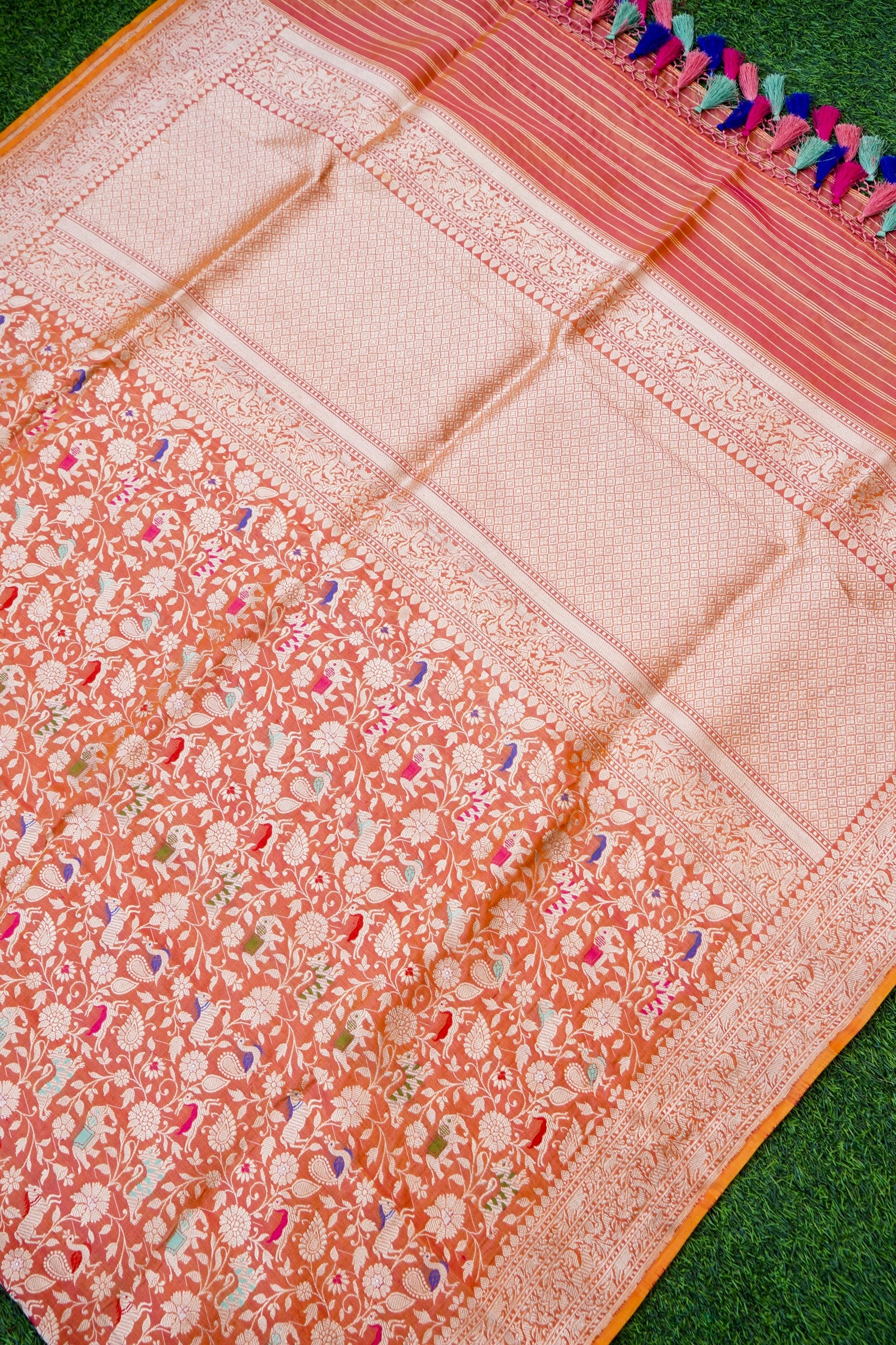 Handwoven Banarasi Katan Silk Shikargah Dupatta