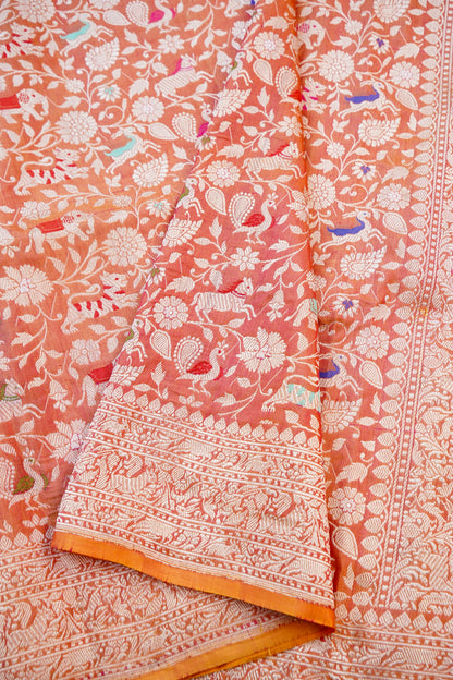 Handwoven Banarasi Katan Silk Shikargah Dupatta