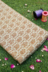 Pure Brocade Banarasi Fabric in Beige Floral Jaal - Khinkhwab