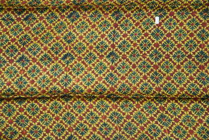 Mustard Hand Block Ajrakh Modal Silk Fabric