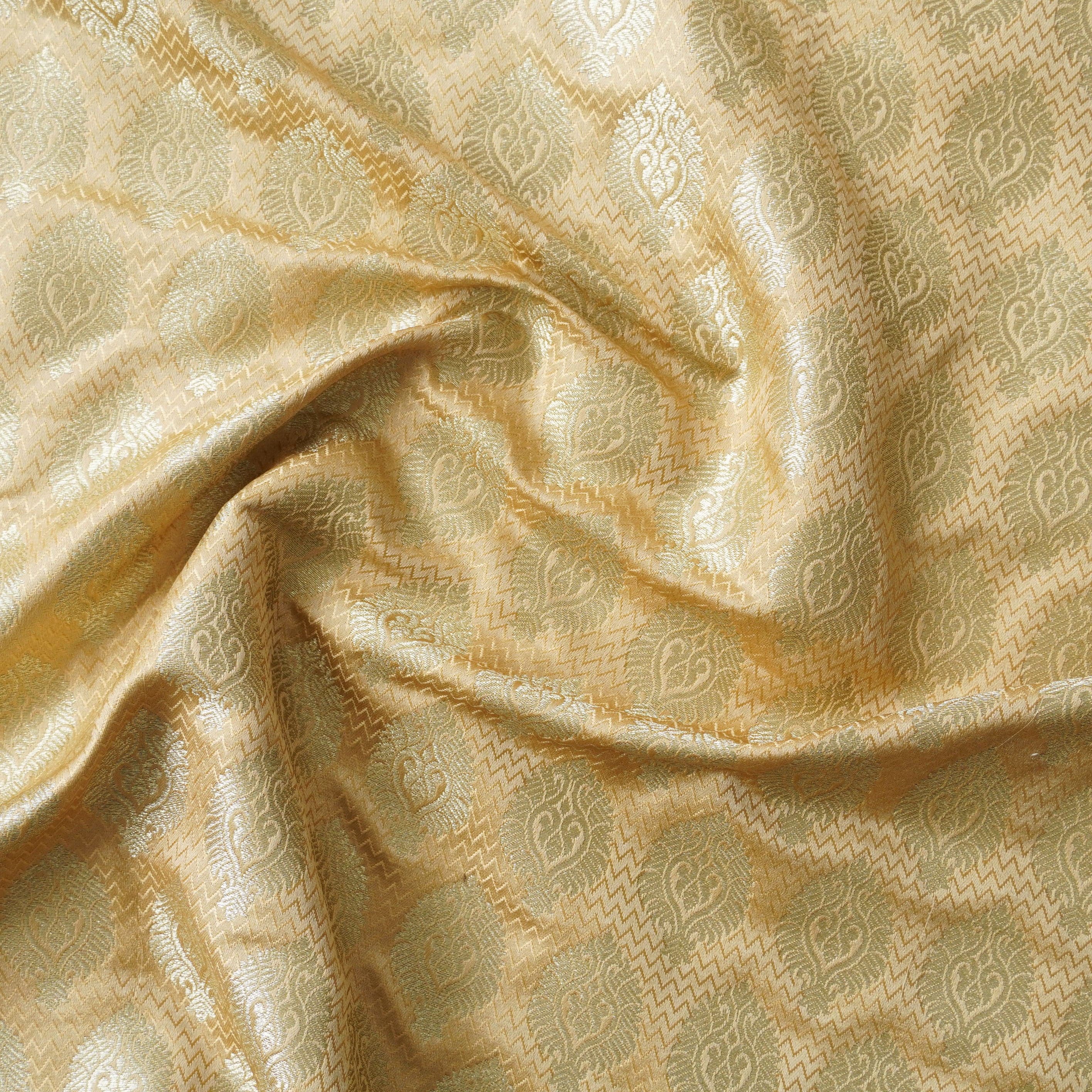 Beige Banarasi Semi Silk Fabric