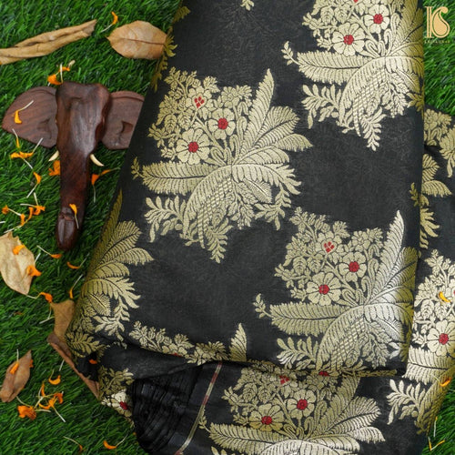 Black Banarasi Brocade Fabric