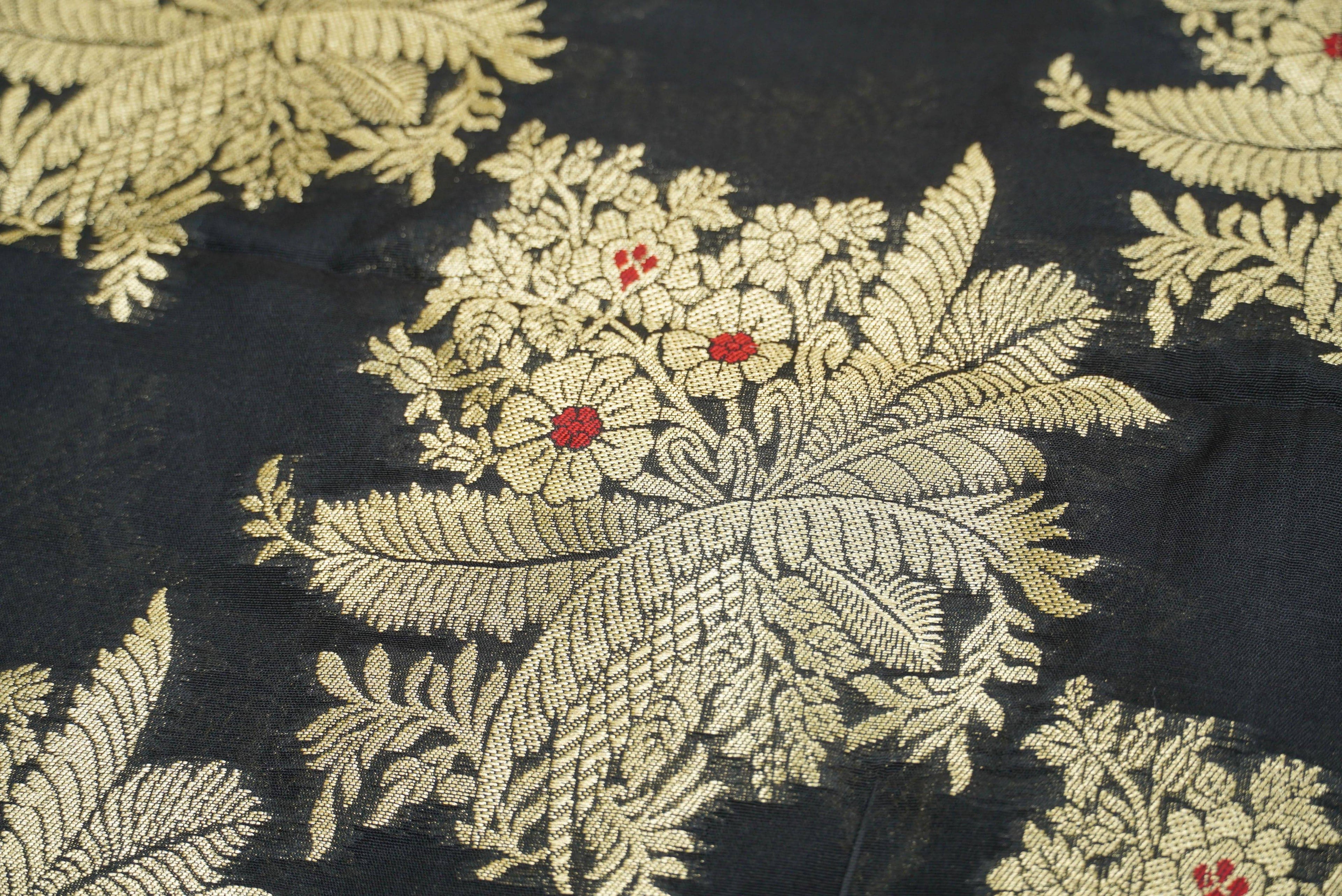 Black Banarasi Brocade Fabric