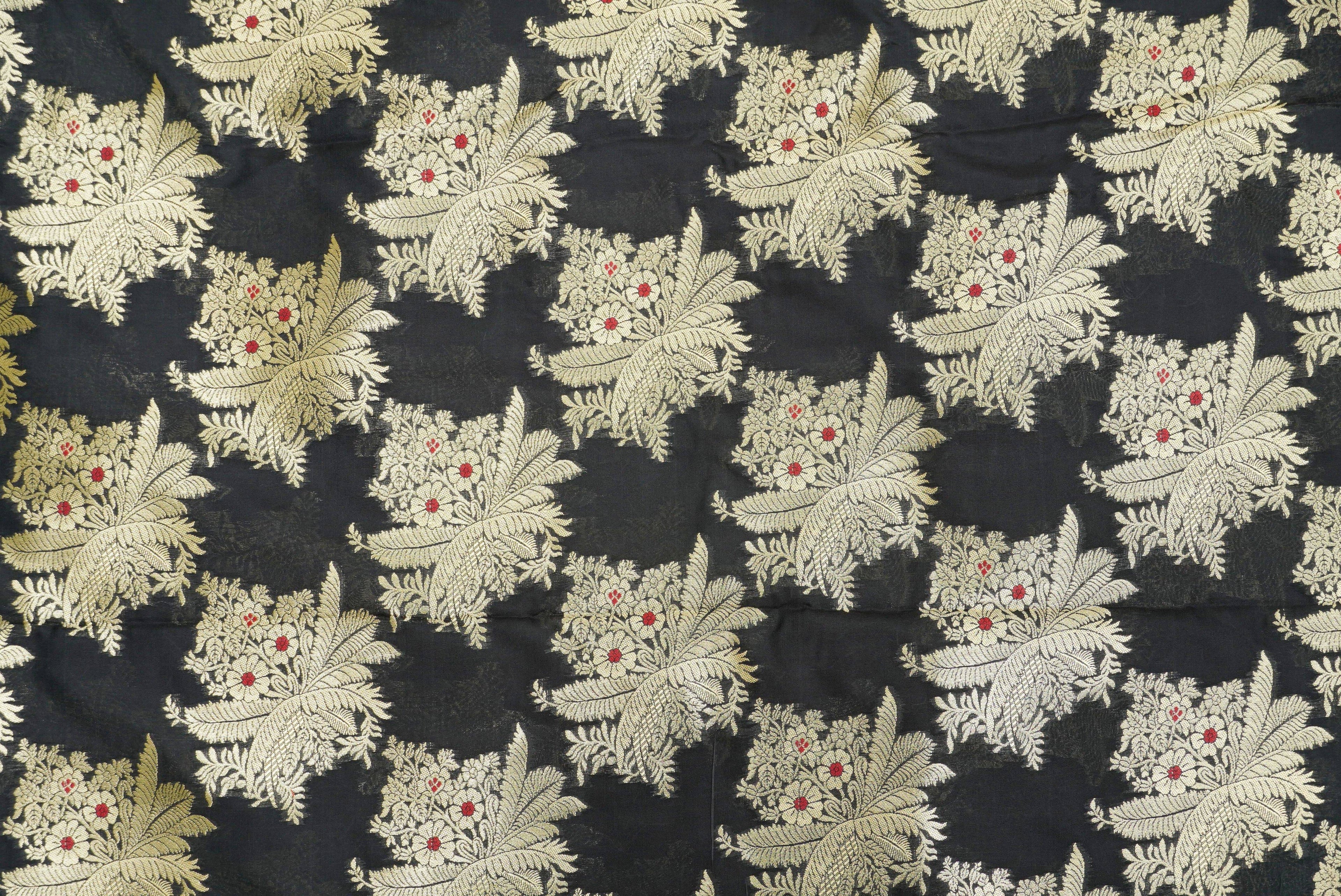 Black Banarasi Brocade Fabric – Khinkhwab