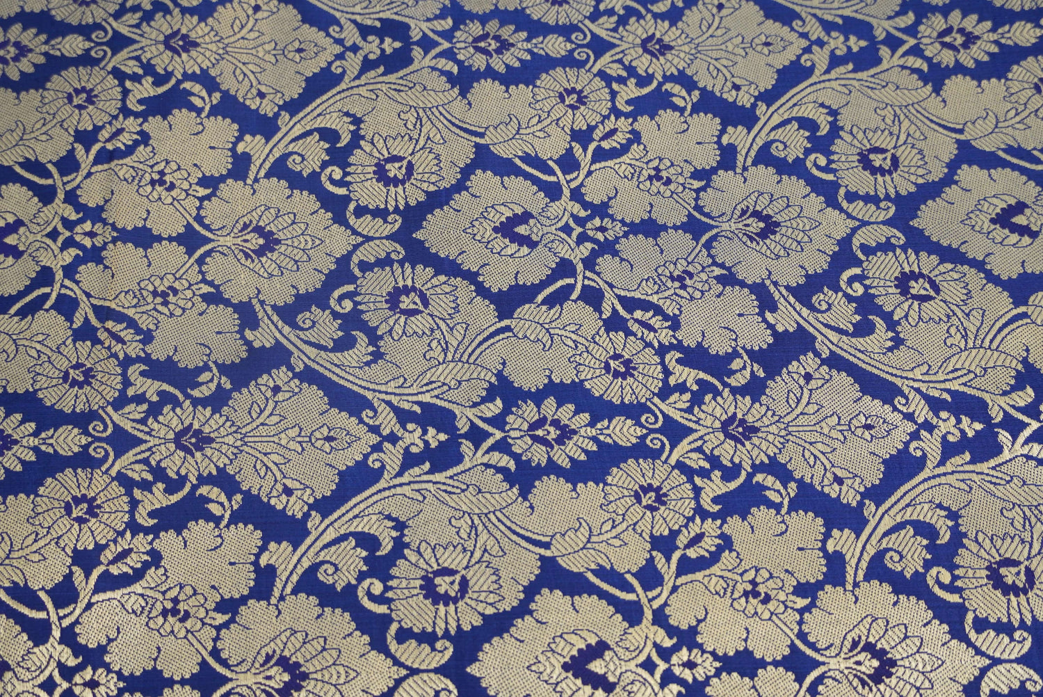 Blue Banarasi Semi Silk Fabric