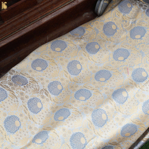 Blue Banarasi Semi Silk Fabric