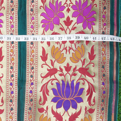 Floral Banarasi Semi Silk Border Fabric