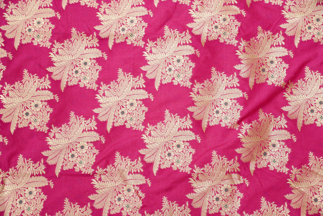 Hot Pink Banarasi Brocade Fabric