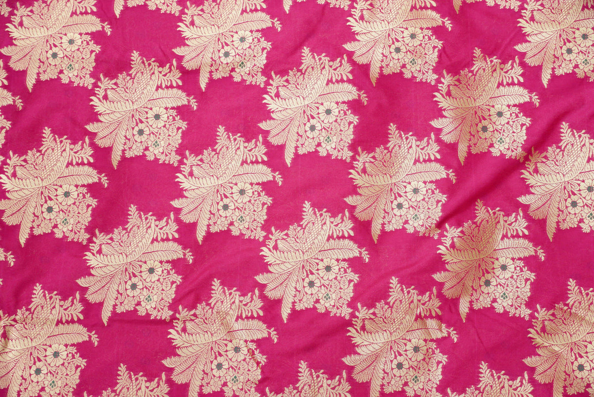 Hot Pink Banarasi Brocade Fabric – Khinkhwab