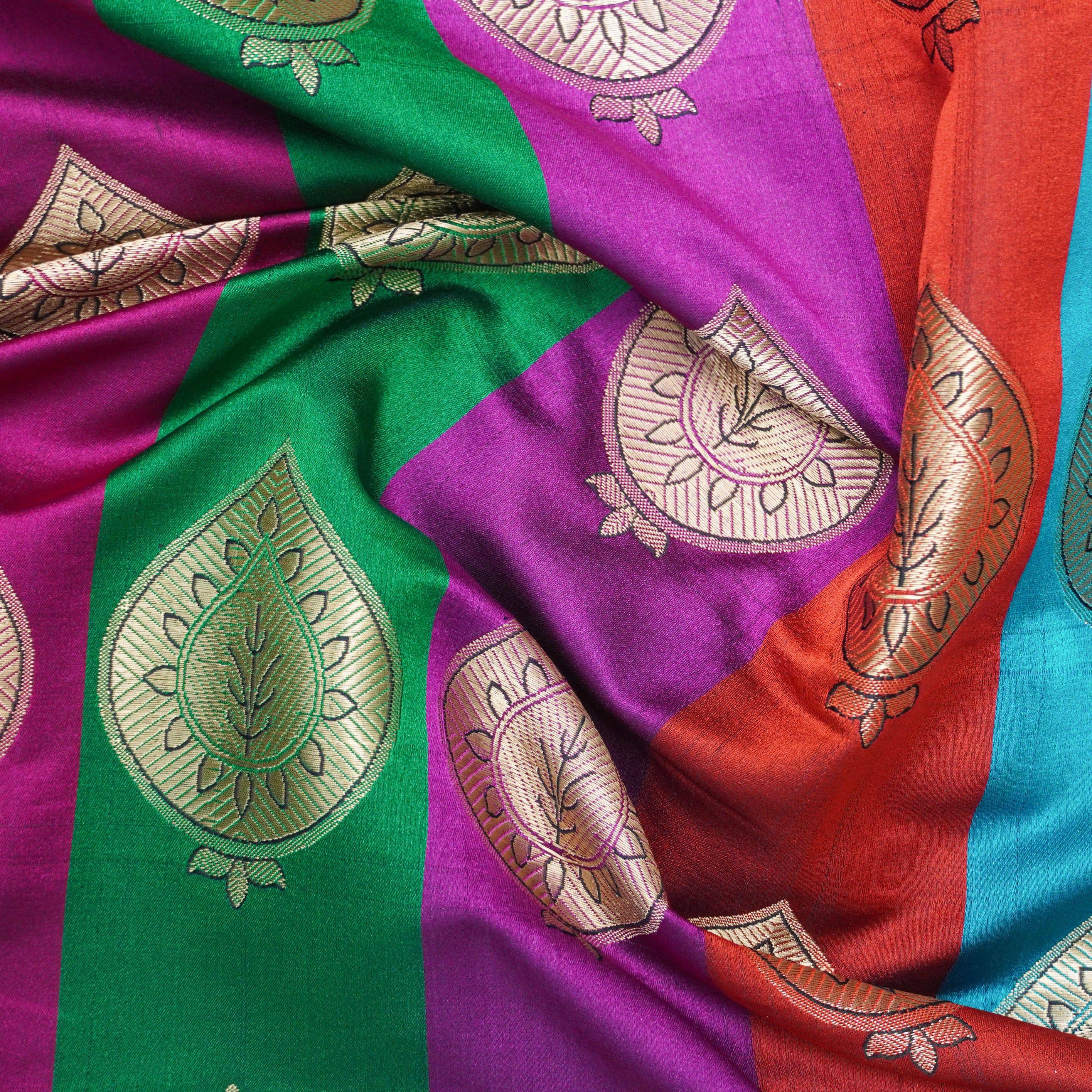 Multicolor Banarasi Semi Silk Border Fabric