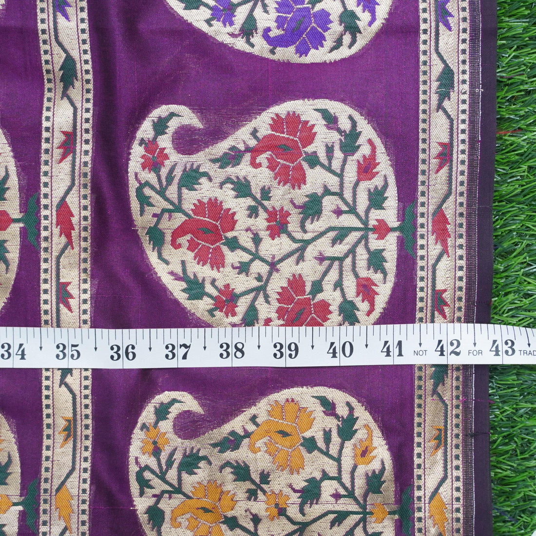 Purple Banarasi Semi Silk Border Fabric