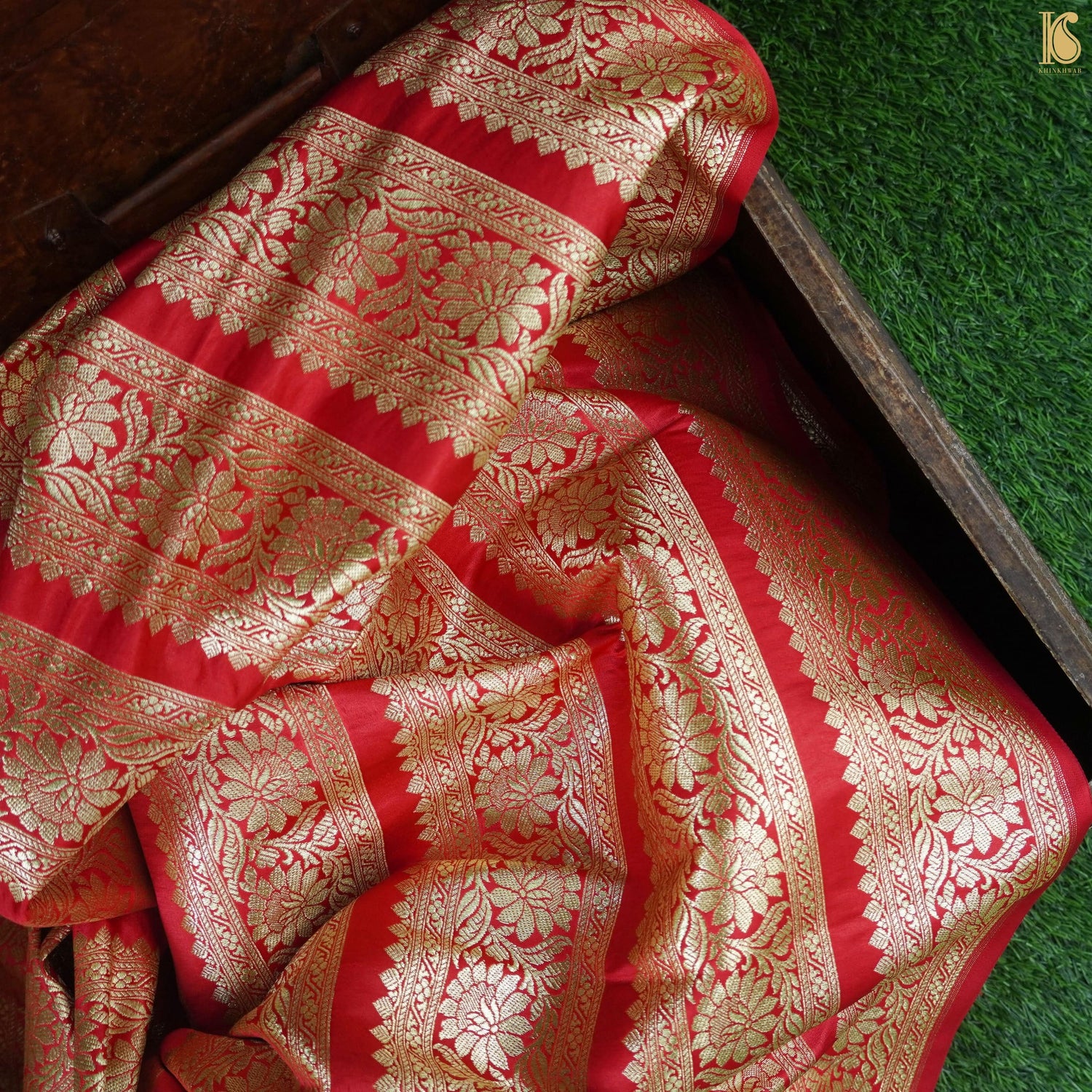 Red Banarasi Semi Silk Border Fabric
