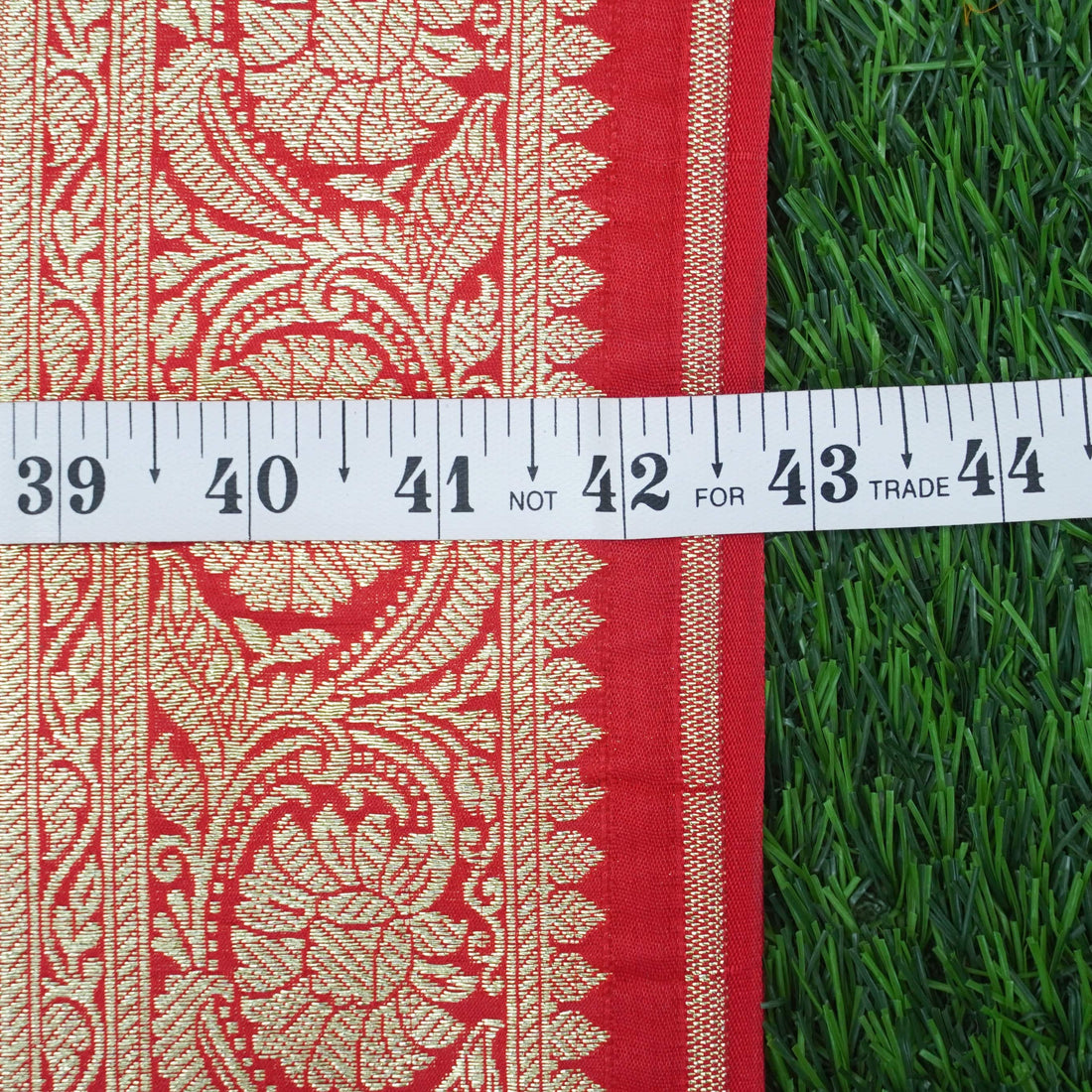 Red Banarasi Semi Silk Border Fabric