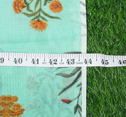 Green Pure Chanderi Silk Print Fabric