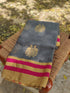 Grey Pure Chanderi Cotton Silk Handwoven Saree - Khinkhwab
