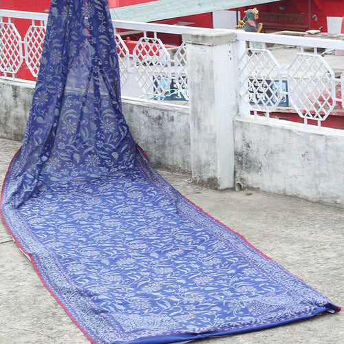 Handloom Banarasi Real Silver Zari Cotton Saree