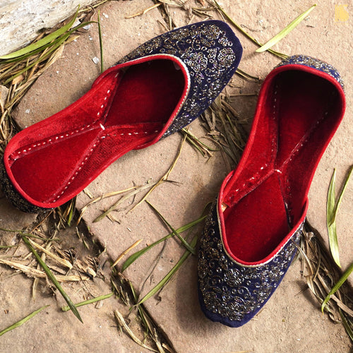 Handcrafted Punjabi Juttis with Velvet & Embroidery