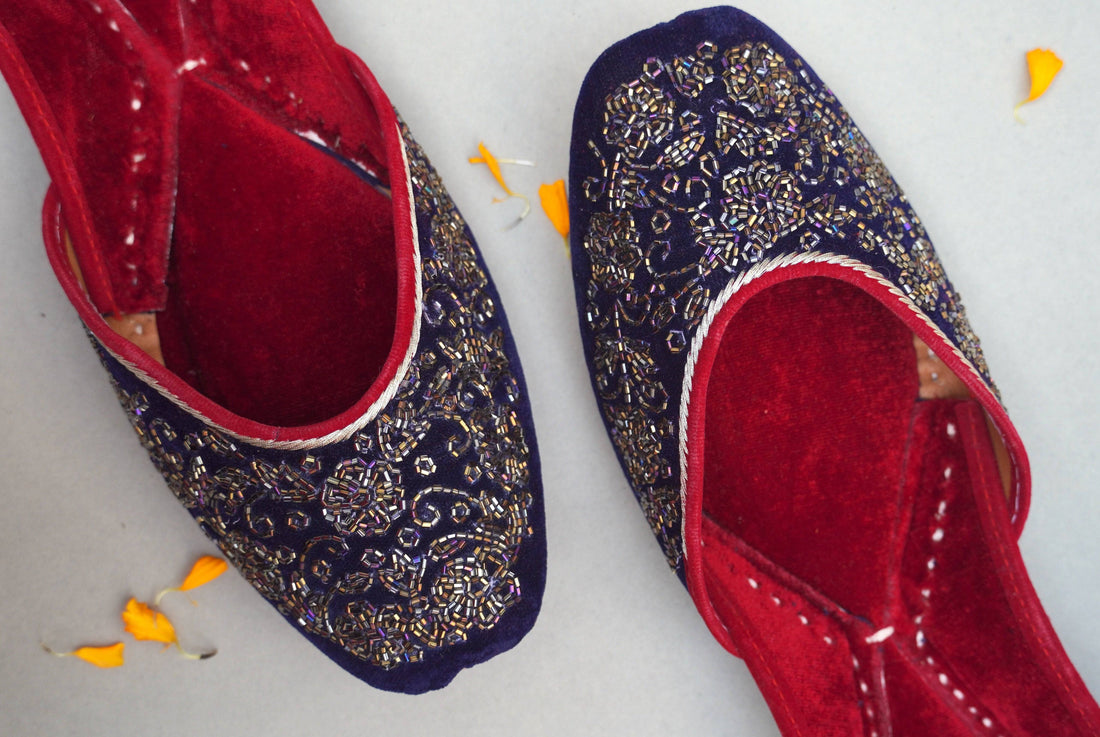 Handcrafted Punjabi Juttis with Velvet & Embroidery