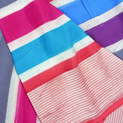 Georgette Handloom Stripes Banarasi Rangkat Saree