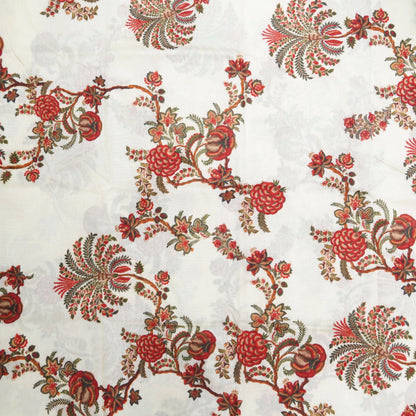 White Pure Chanderi Silk Print Fabric