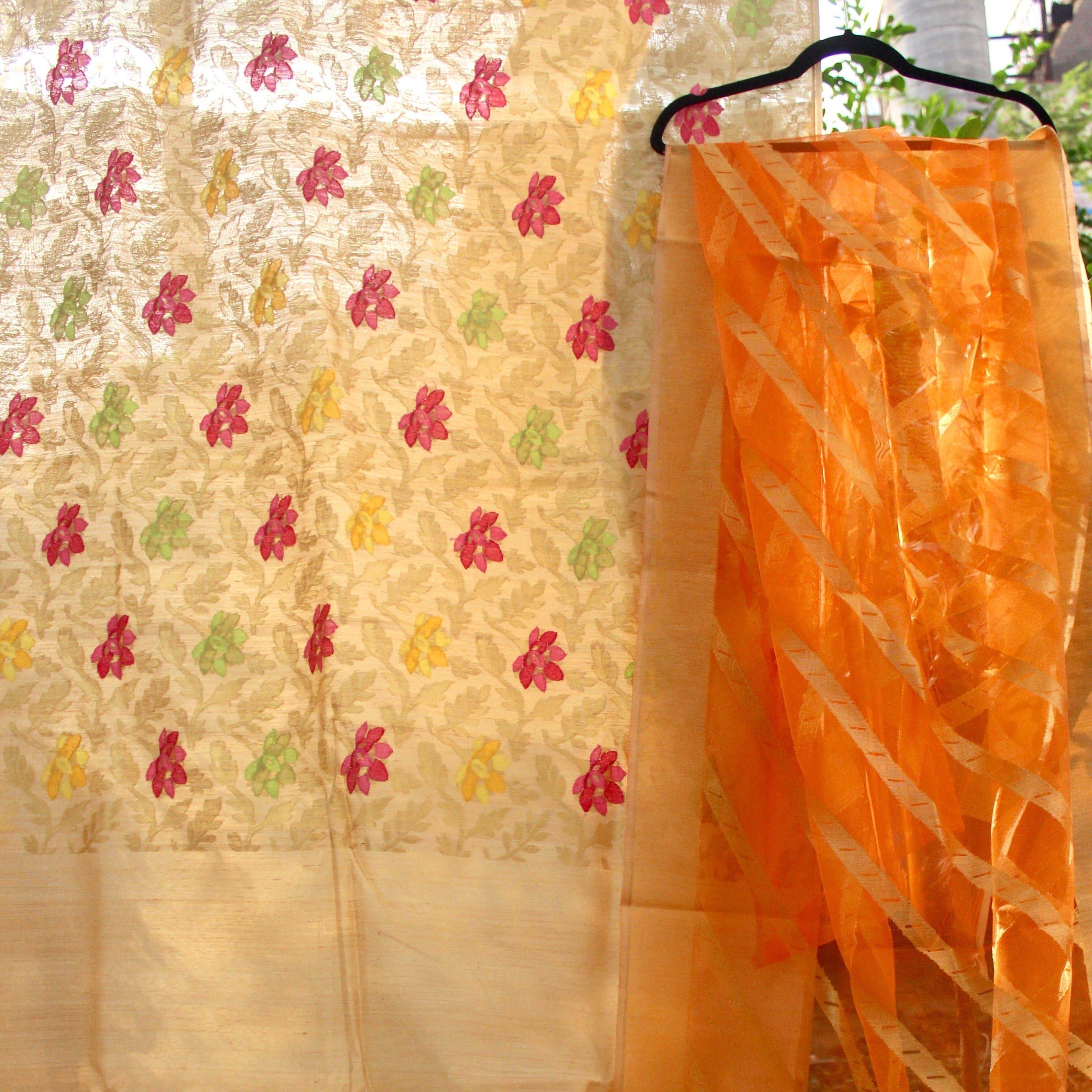 Pure Dupion Silk Handloom Banarasi Fabric 3 Piece Suit Set