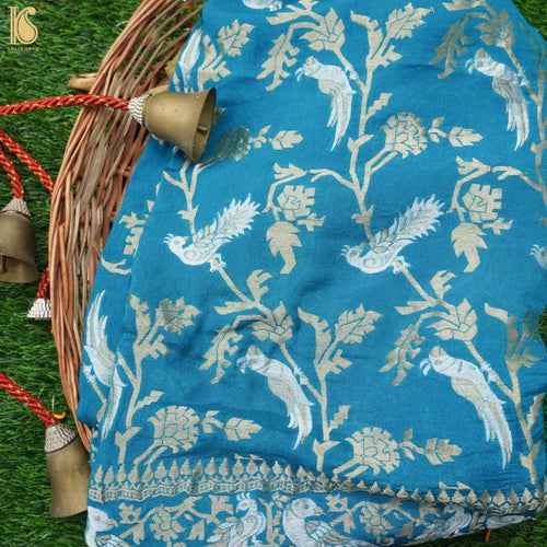 Banarasi Georgette Teal Birds Dupatta